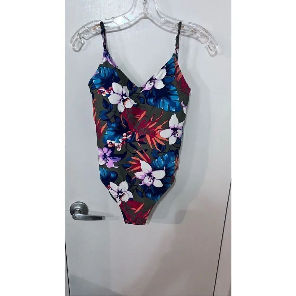 Hollister Women's One-Piece Multicolor Floral Gray Swimsuit Size S NWT